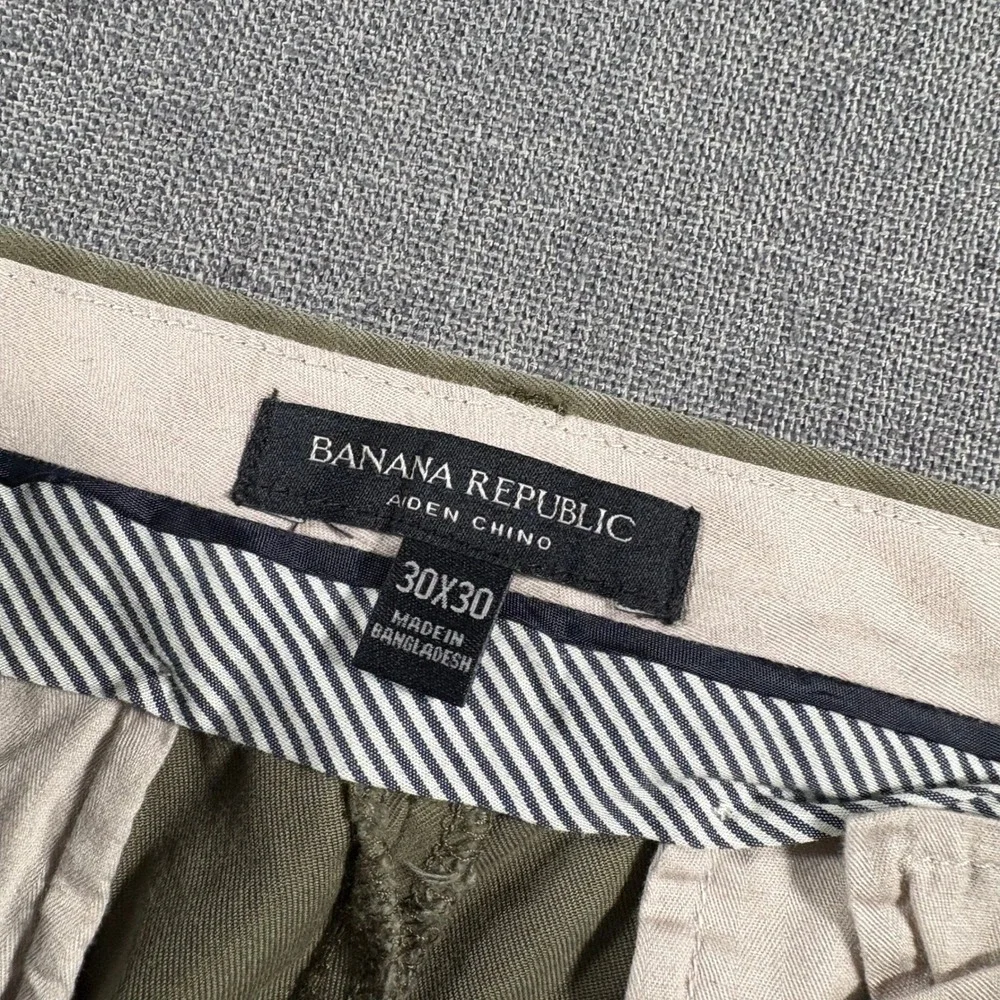 Banana‎ Republic Aiden Chino Mens 30x30 Olive Green Slim Fit Cotton Pants